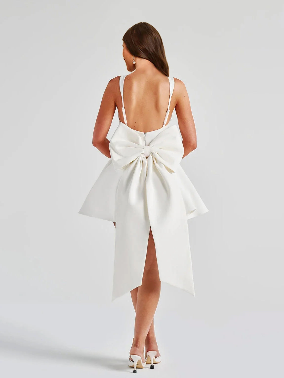 DingJi Wedding Cute A-line Square Collar Folded Short Bow Homecoming Dresses